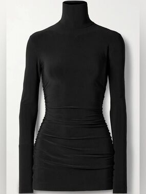Norma Kamali Pickleball Ruched Stretch Jersey Mini Dress XS
